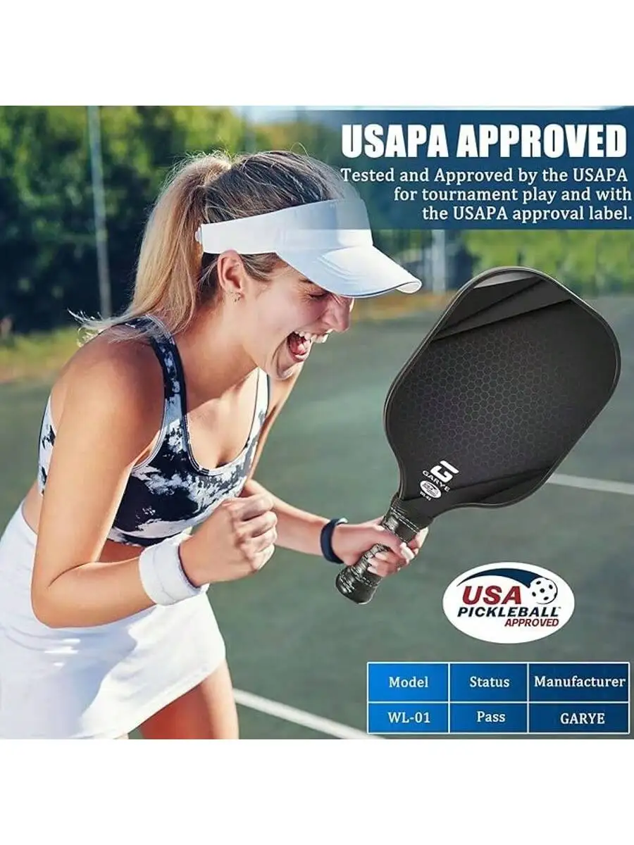 

Набор из 3 ракеток для пиклбола, набор для пиклбола из углеродного волокна, легкая графитовая ракетка для пиклбола, набор из 3 предметов, 1 ракетка + 2 мяча