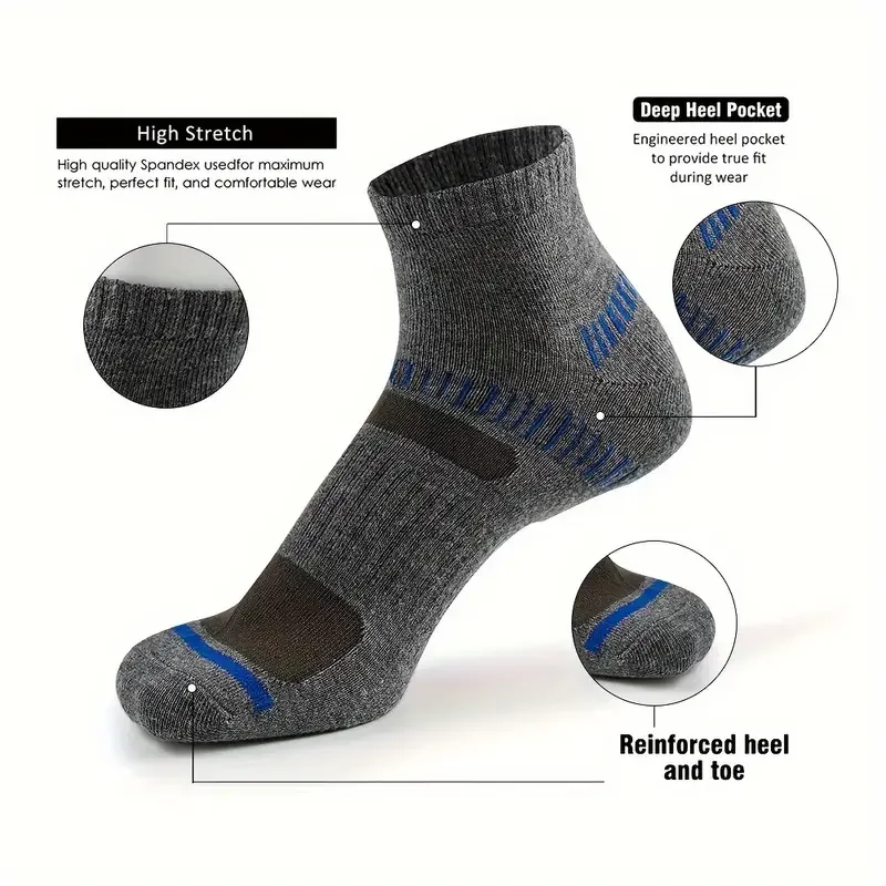 6pairs Men\'s Athletic Ankle Socks Performance Cushioned Breathable Low Cut Tab Sock With Arch Support