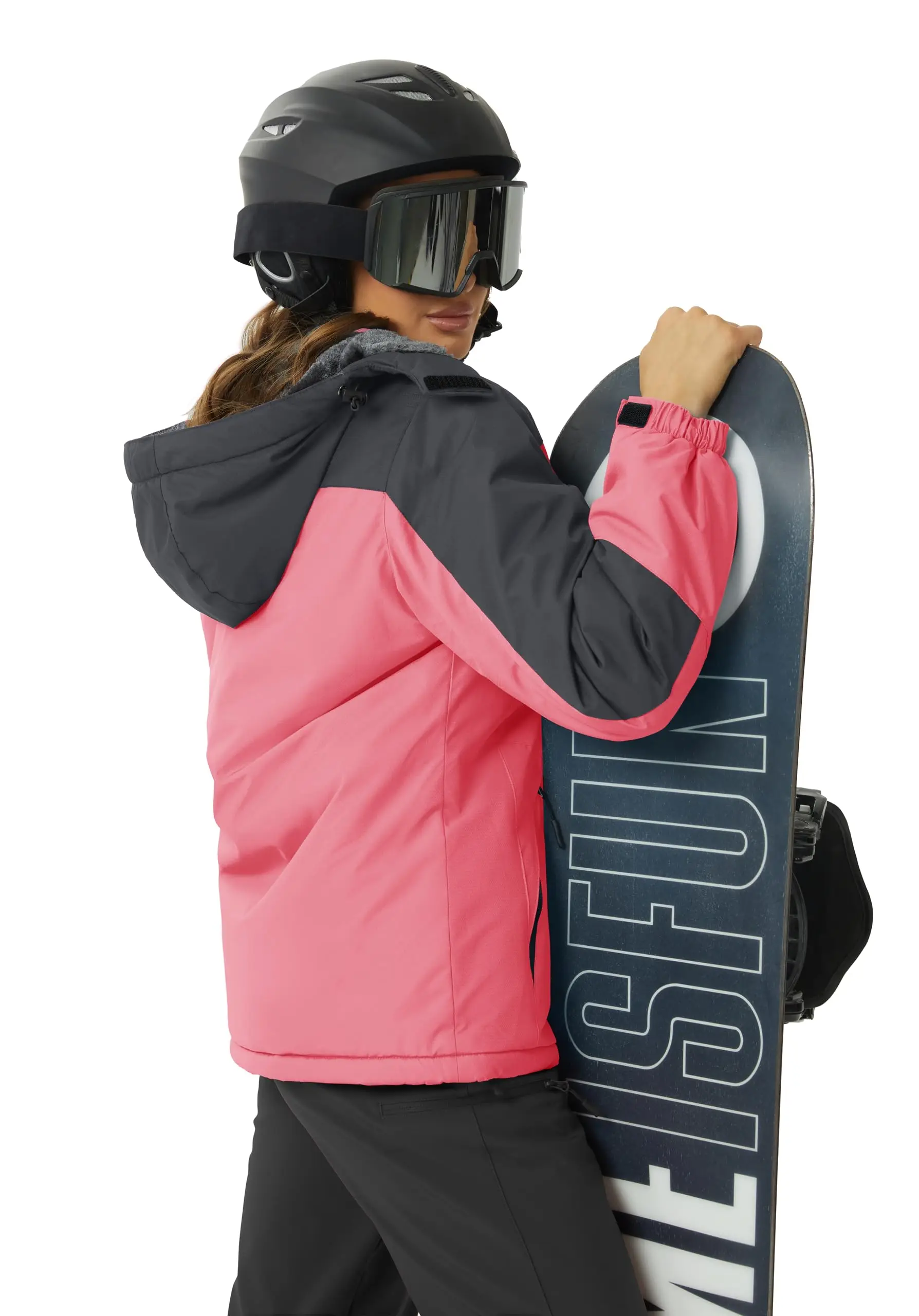 TACVASEN Winter Ski Snowboard Jacket Womens Waterproof Thermal Heavy Fleece Jackets Casual Work Rain Work Coat Windbreaker Parka