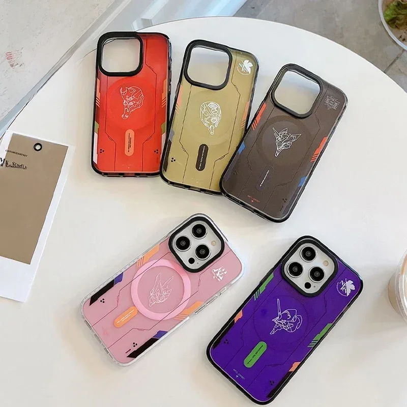 Evangelion Anime Eva Phone Case for MagSafe for iPhone 14 13 12 11 Pro Max Fashions Magnetic Wireless Charging Impact Case Gift