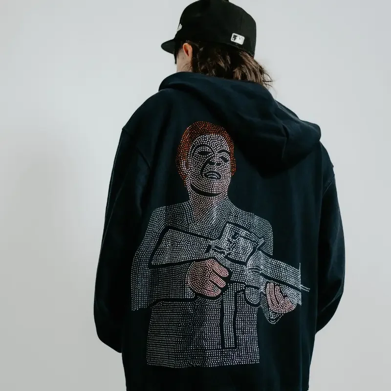 Sweat à capuche unisexe simple et à la mode de couleur unie avec un design semblable au diamant lavable