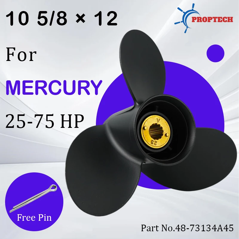 Outboard Propeller For Mercury 25 30 35 40 45 48 50 55 60 70 75hp 10 5/8X12 Aluminum Alloy Screw 13 Spline Marine Engine Part
