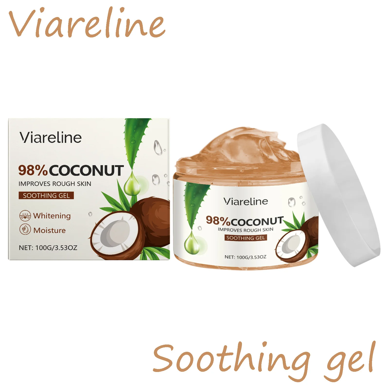 

Viareline Coconut Hydrating Gel Enhance Smoothness Reduce Dry-itching Refreshing Improve Skin Texture Coconut Soothing Gel