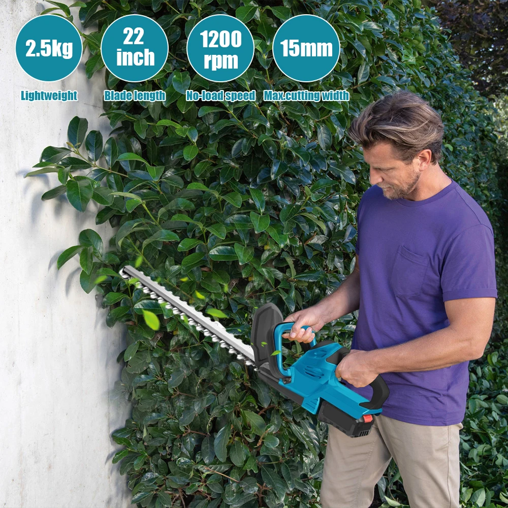 3500W Brushless Electric Hedge Trimmer 22 Inch Cordless Trimmer Rechargeable Grass Trimmer Garden Tools For Makita 18V Battery