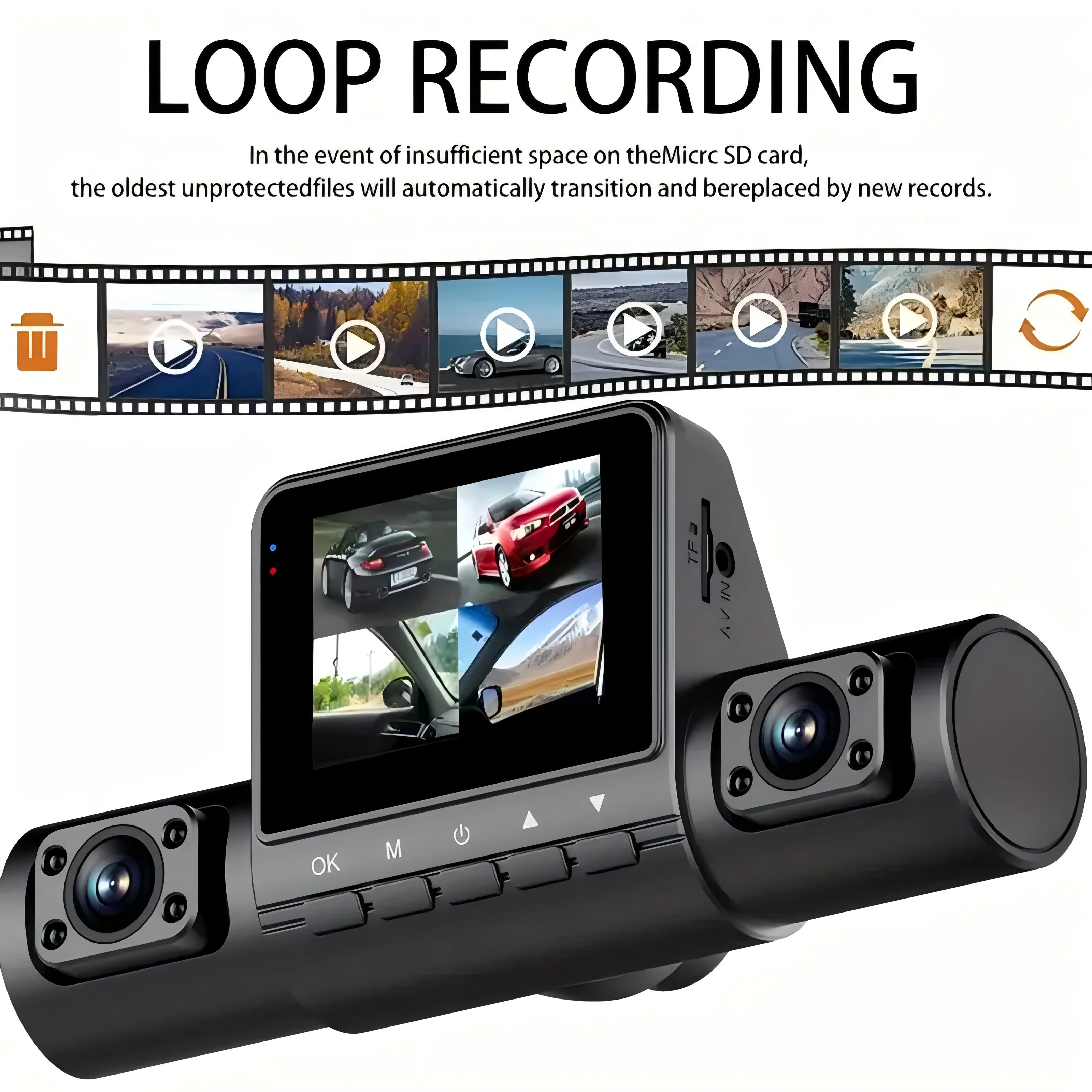 BEPOCAM 4-Linsen-Dashcam 1080P Full HD Auto-DVR Weitwinkel Eingebautes WLAN Kamera mit Schleifenaufnahme IPS-Bildschirm Nachtsicht G-Sensor – Detail 9