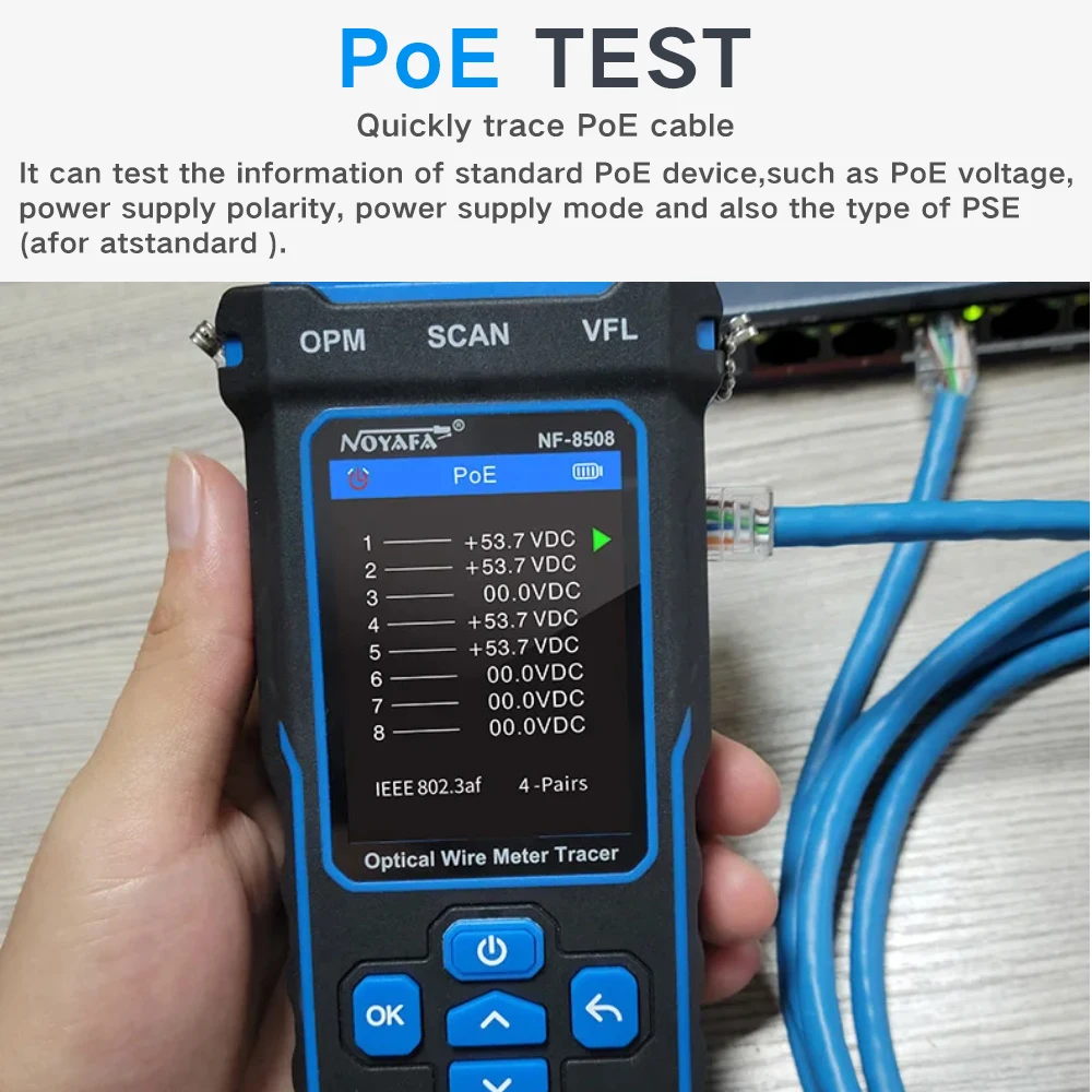 OPTFOCUS Network Cable Tester CAT5 CAT6 POE Checker Network Line Finder OPM VFL 10mw High Quality Tester