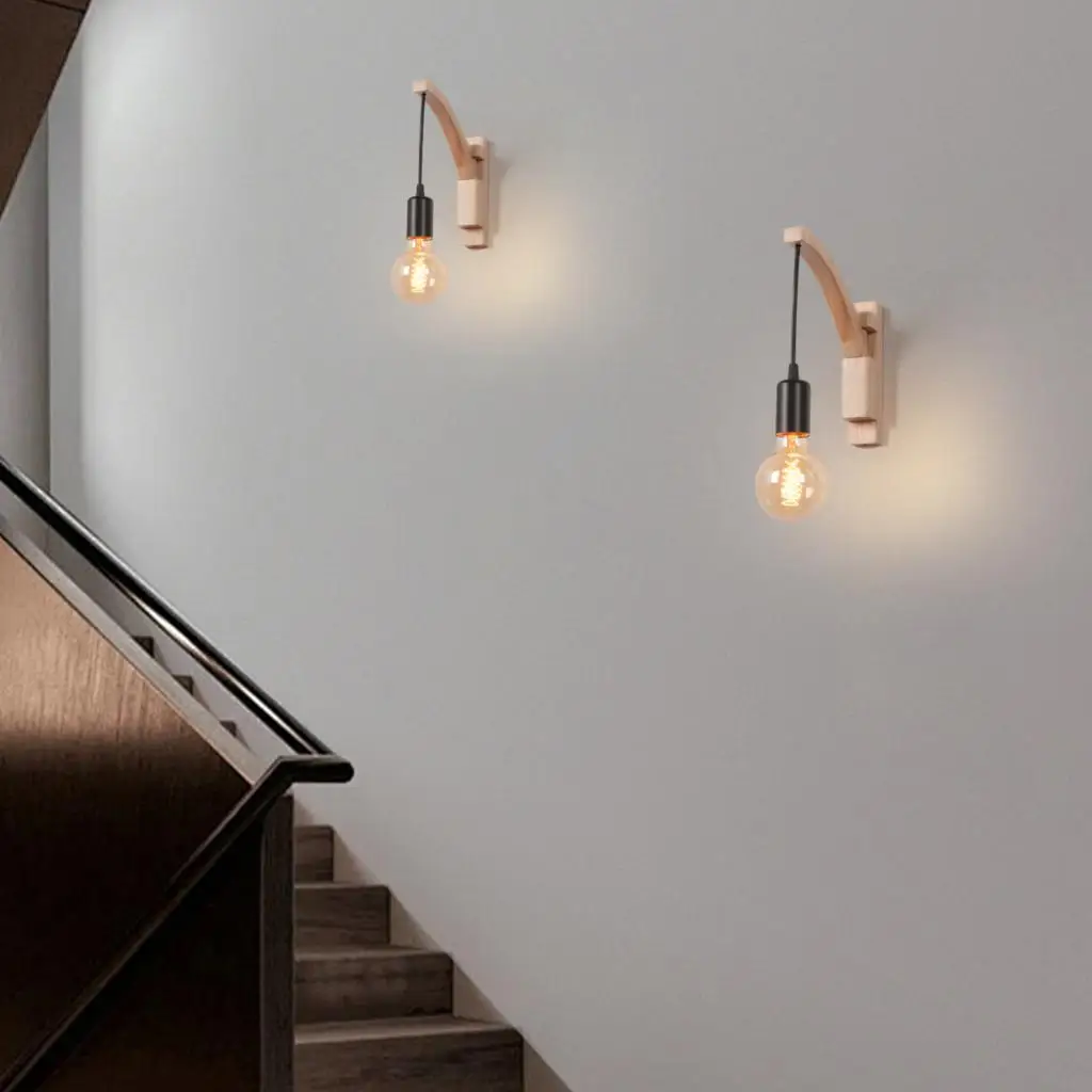 

Деревянный настенный светильник в стиле ретро, винтажное бра, настенные светильники, светильник E27, домашний декор, столовая, прикроватная лампа, освещение спальни