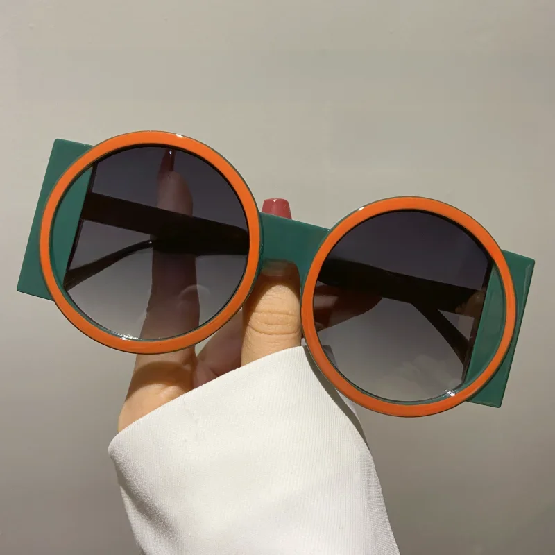 Okrągłe dwukolorowe okulary przeciwsłoneczne dla kobiet Mężczyźni Retro Modne okulary przeciwsłoneczne UV400 Gogle Outdoor Hip Hop Travel Beach Eyewear Goggles — zdjęcie 2