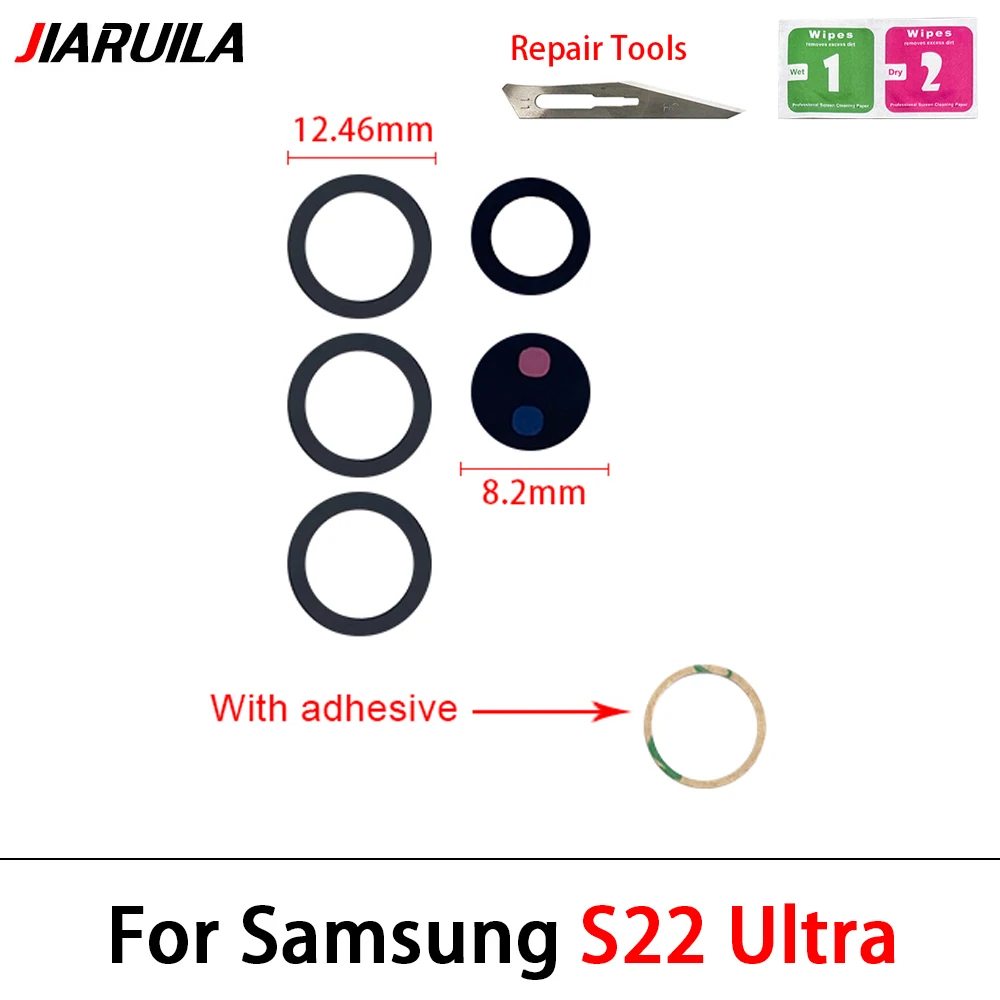 2pcs For Samsung S23 S22 S20 Plus Ultra  Camera Glass Lens Back Rear Camera Glass Lens with Glue Replacement Repair Spare Parts