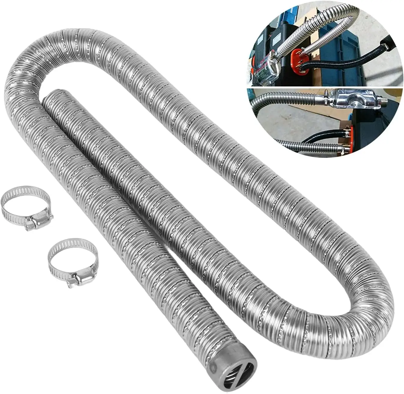 100cm 24mm Doppelschicht-Auspuffrohr Luft-Diesel-Standheizung Edelstahlrohr Gasablassschlauch für Auto, Wohnwagen, Camper