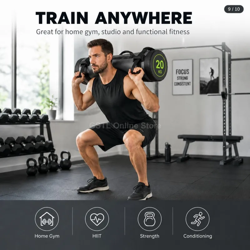 5-30KG Leerer Fitness Power Bag Ungefüllter Sandsack für Kniebeugen Krafttraining Heimfitnessgeräte – Detail 9