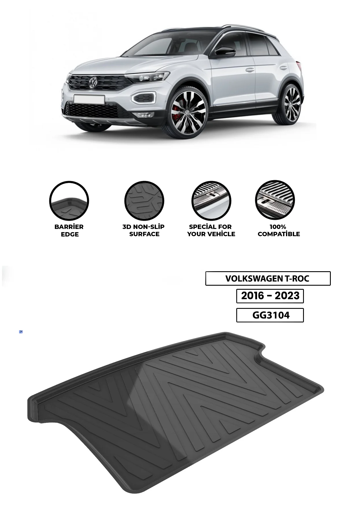 

For VOLKSWAGEN-T-ROC-2016-2023 luggage compartment Diffuser Extension Rear Bumper Attachment Luggage compartment