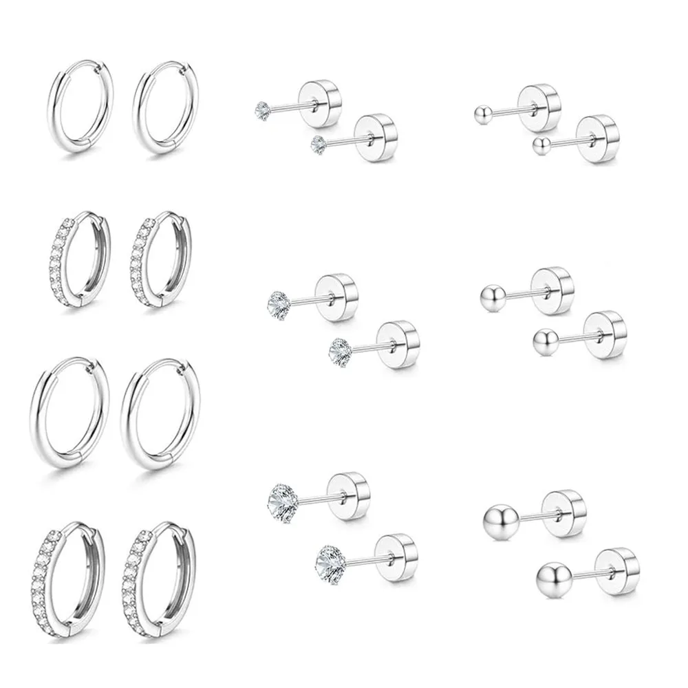 10/6 Paar kleine goldene Creolen-Ohrstecker-Set für Damen, 18 Karat vergoldeter kleiner Edelstahl-Ohrring-Stapel für mehrere Piercings – Detail 3