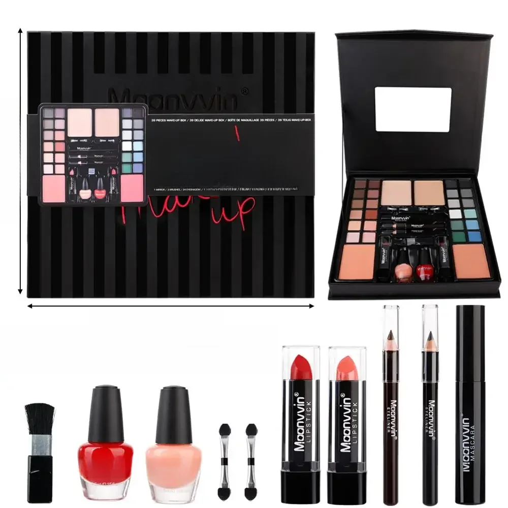Zestaw do makijażu Box 39 zestawy do makijażu kolorowego dla kobiet tusz do rzęs Eyeliner Powder Matte Nude paleta cieni do oczu lakier do paznokci z lustrem — zdjęcie 2