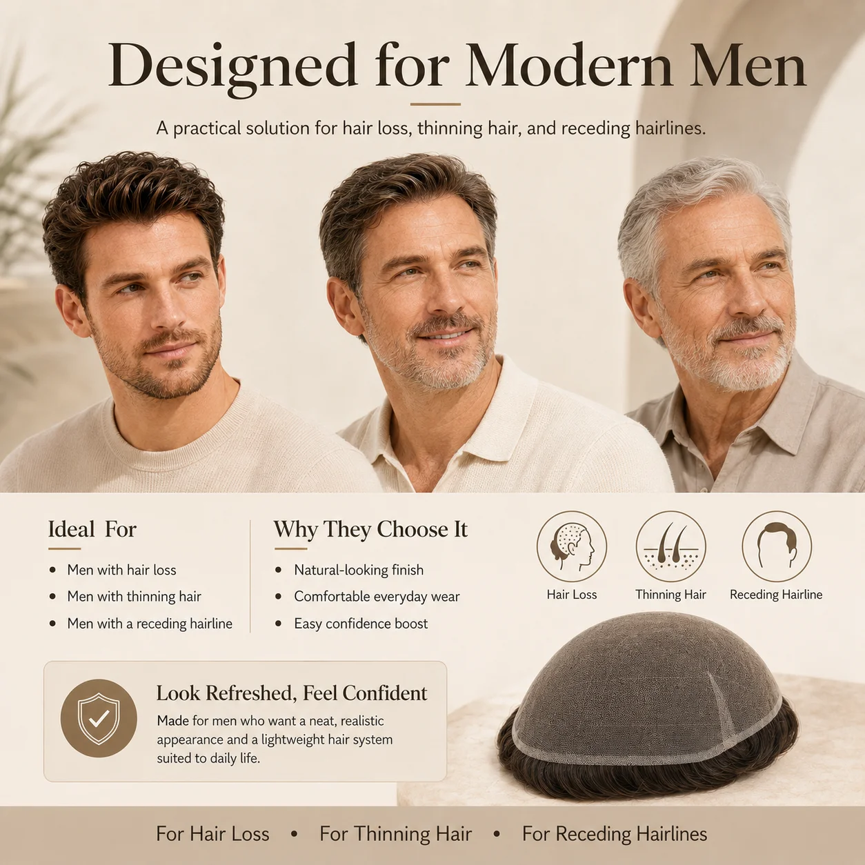 Topunique Full Swiss Lace 90% Light to Medium Light Men Toupee Capillary Prothesis Hair Replacement System Hair Piece For Men