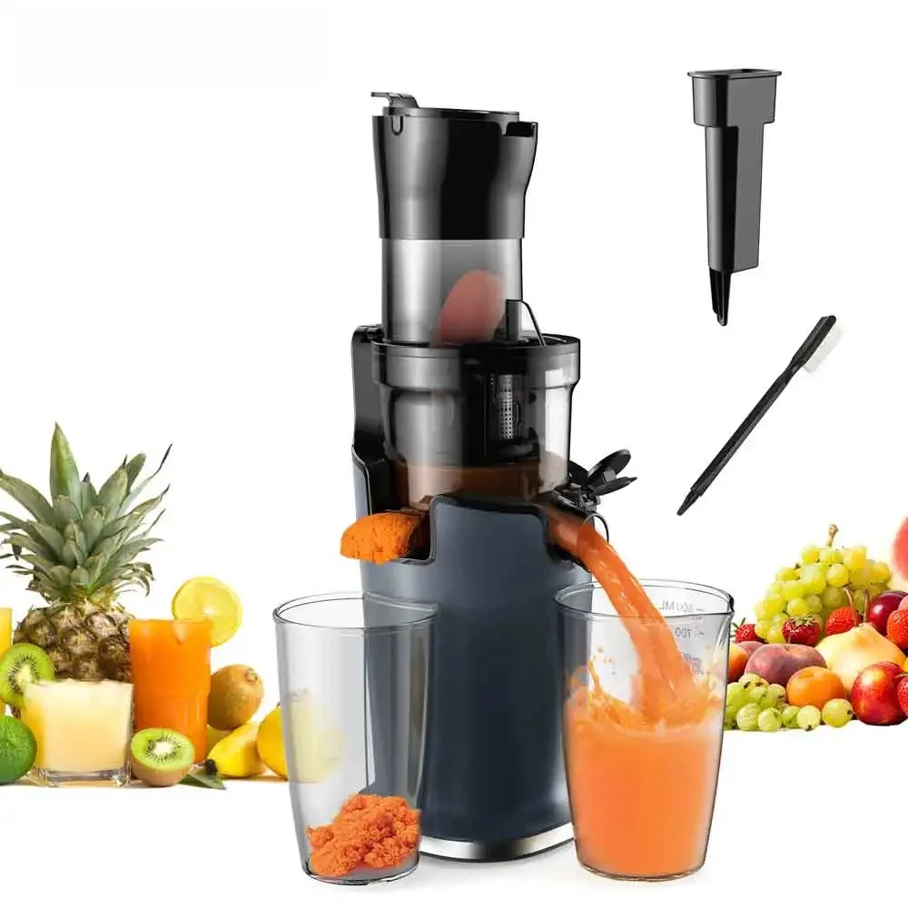 BioloMix Cold Press Juicer with 78mm Feed Chute, 200W 40-65RPM Powerful Motor Slow Masticating Juice Extractor Fits Whole Fruits