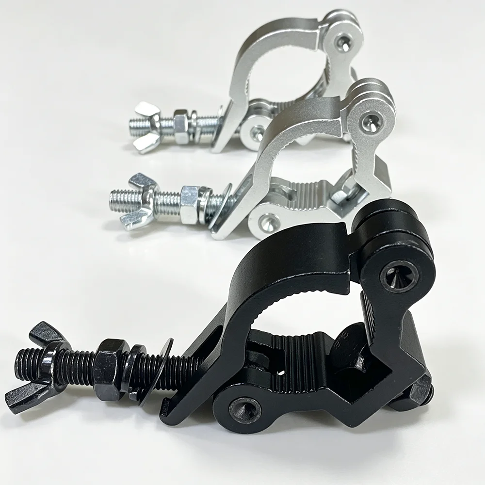 Half Coupler Aluminum Clamp Heavy‑Duty Clamps Anti‑Slip Serrated Jaw Fits 35/40/45/50mm Truss Tube for Stage Light DJ LED Mount