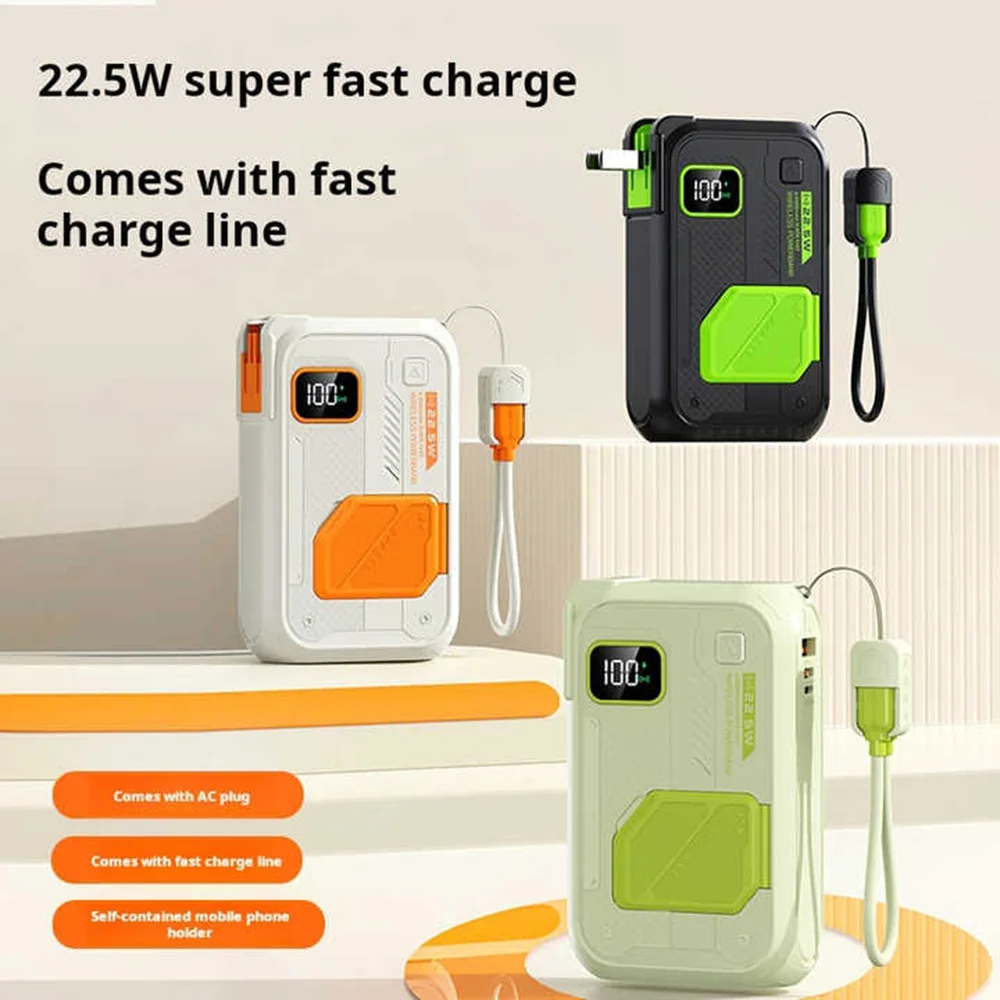 

Portable HT39 Magnetic Power Bank, 22.5W Fast Charging, 20000mAh Capacity, Wireless Charging Stand,