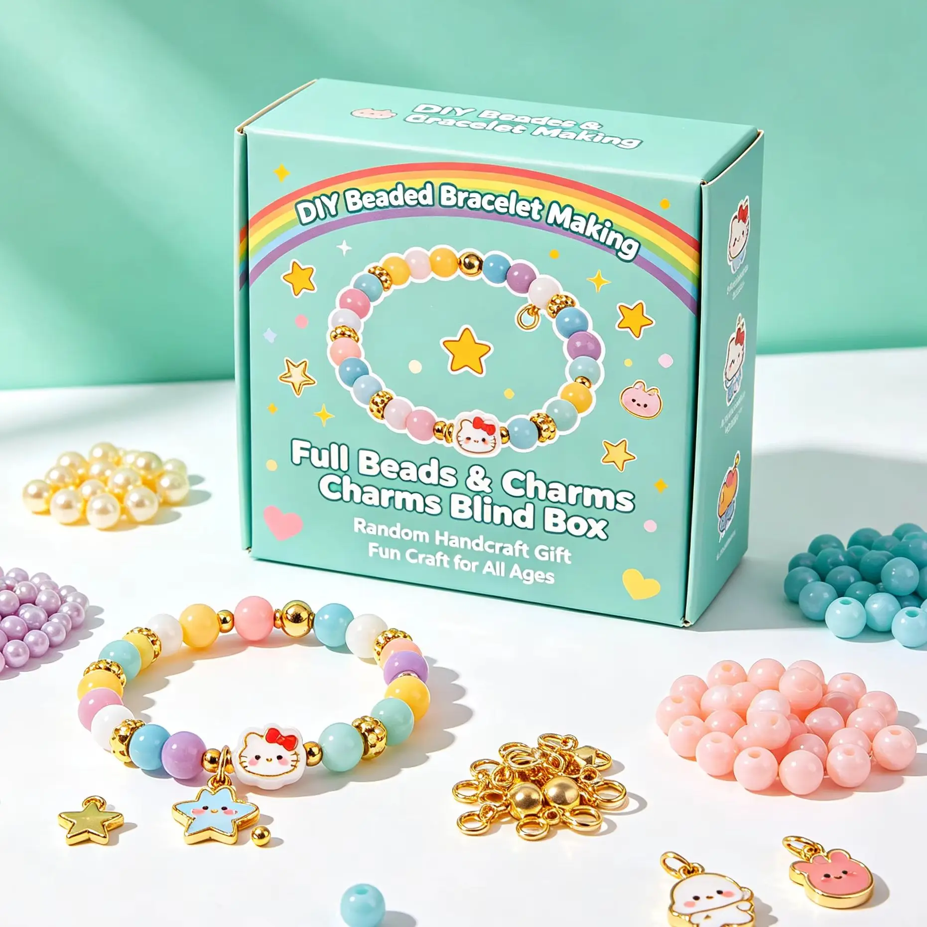 DIY Beaded Bracelet Making Blind Box Full Beads Charms Random Handcraft Gift Set