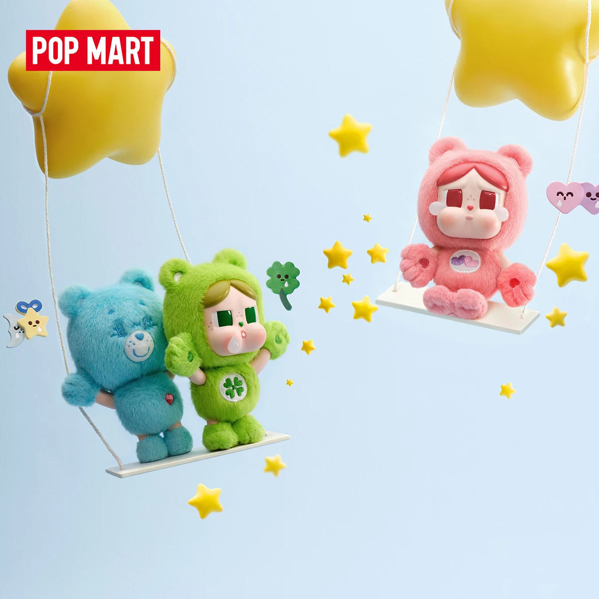 Image of 【EU 】POP MART CRYBABY × Care Bears Serie - Vinyl-Plüsch-Anhänger Blindbox 1 STK/9 STK POPMART Niedliches Sammlerstück Geschenk