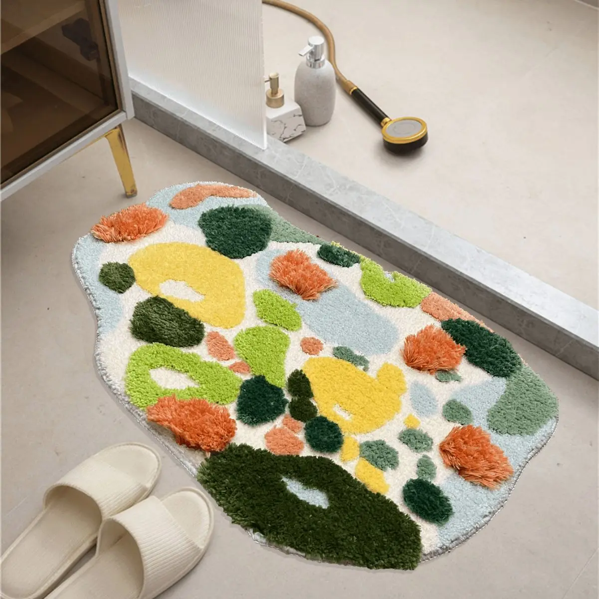 

3D Flocked Moss Carpet Mats Living Room Green Flocked Bedside Carpet Bathroom Non-slip Ultra-fine Washable Bedroom Thicker Mat