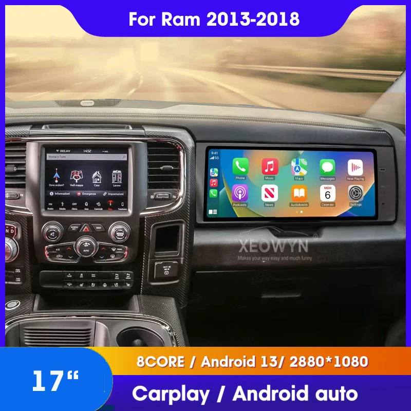 

17-дюймовый пассажирский экран Android для Dodge Ram 1500 2500 3500 2013 2014 2015 2016 2017 2018