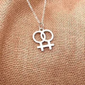 Colar gargantilha de aço inoxidável para mulheres, pingente de símbolo lésbico, Lgbt Fashion Jewelry, Novo, 2022 10 principais vendas lgbt pingentes - №5