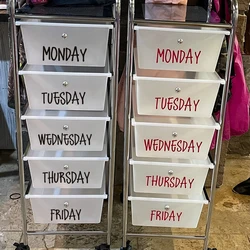 Days Of the Week Labels Decals Personalized Organization Drawer Label Vinyl Sticker Classroom Sub-folder Organizing Decal Decor