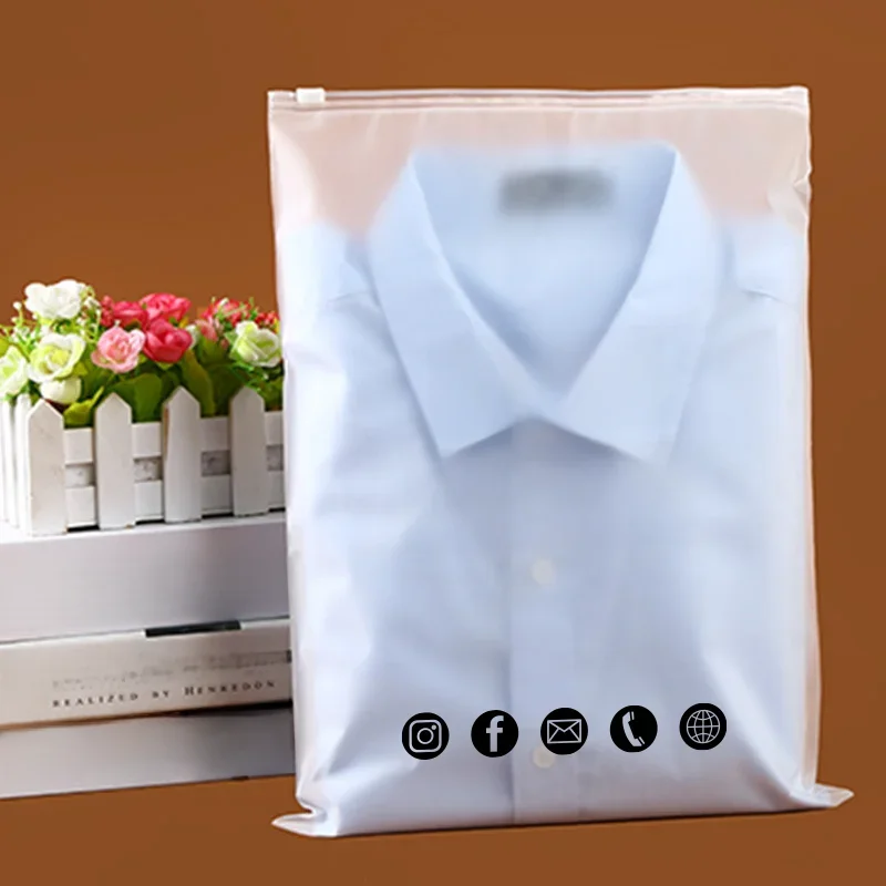50 STKS Aangepaste opslag Frosted Rits Zakken Thuis Kleding Shirts Zakelijk Kleine zakelijke verpakking Productzakken Print uw eigen logo - afbeelding 2
