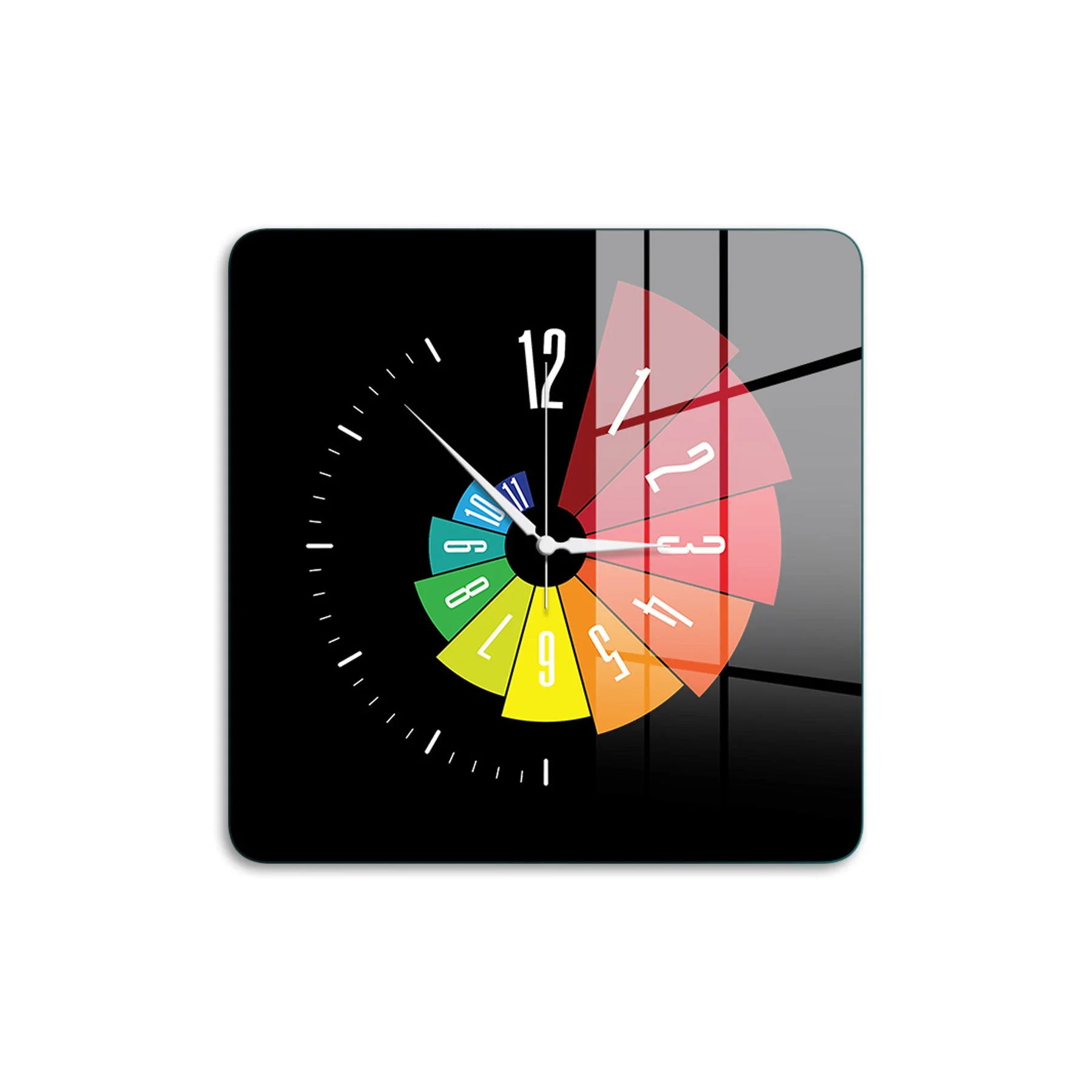 Glass Wall Clock Square 30 x 30 Cm Wall Clock Gift Home Living Room Bedroom Silent Quartz Wall Clock AA Battery High Definition