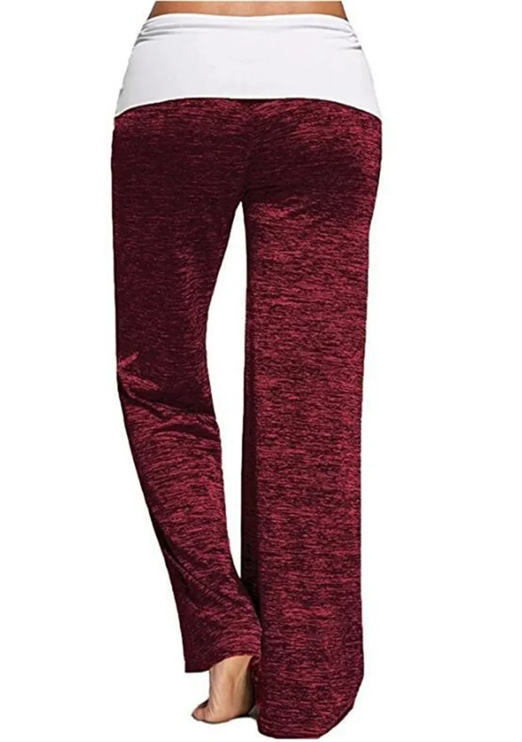 Women Elegant Leggings Casual Dancing Waist Drawstring Female Patchwork High Waist Wide Leg Pant Ladies Loose Sportwear Pants