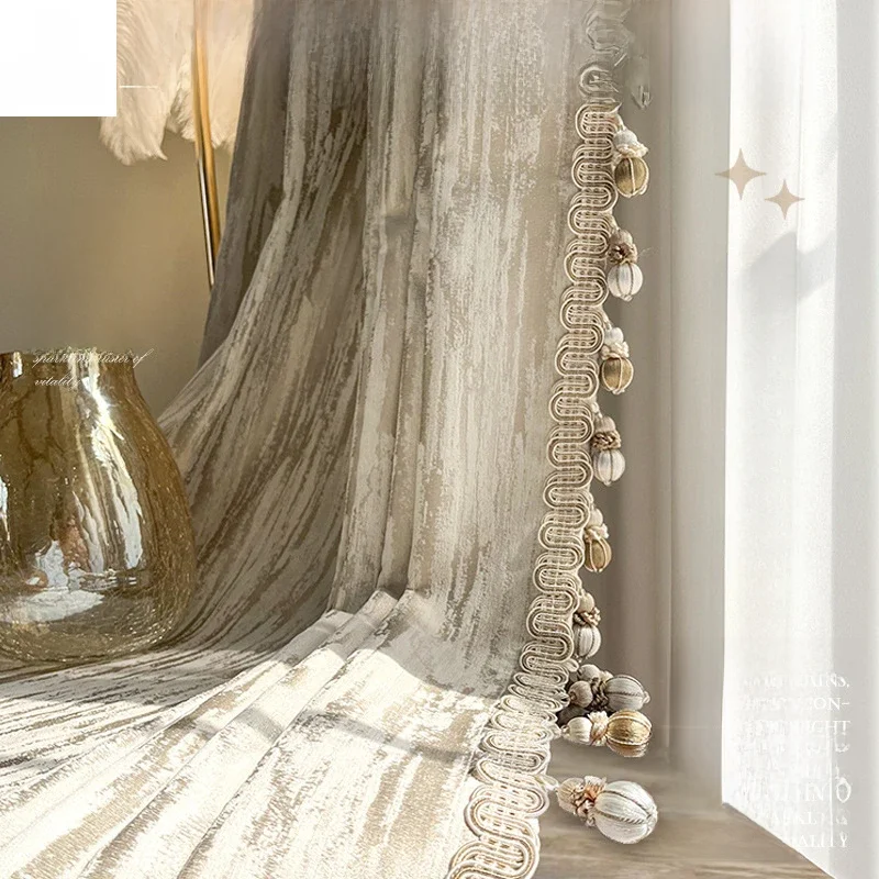 Goldene Kaffee Mode Creme Luxus Vorhänge für Wohnzimmer Schlafzimmer Esszimmer Chenille Jacquard