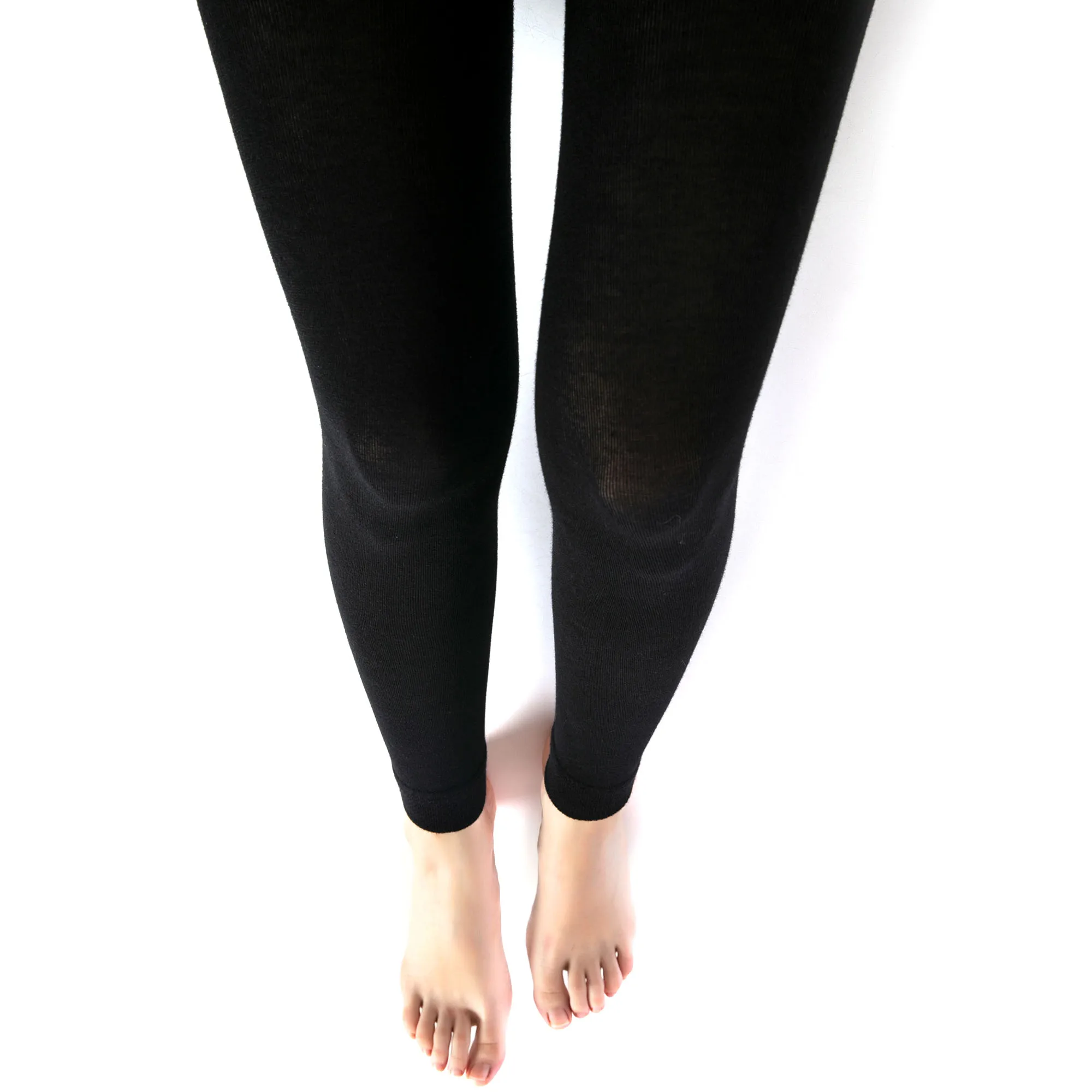 Black Thermal Leggings for Women Microfiber Soft Stretchy Full Legging