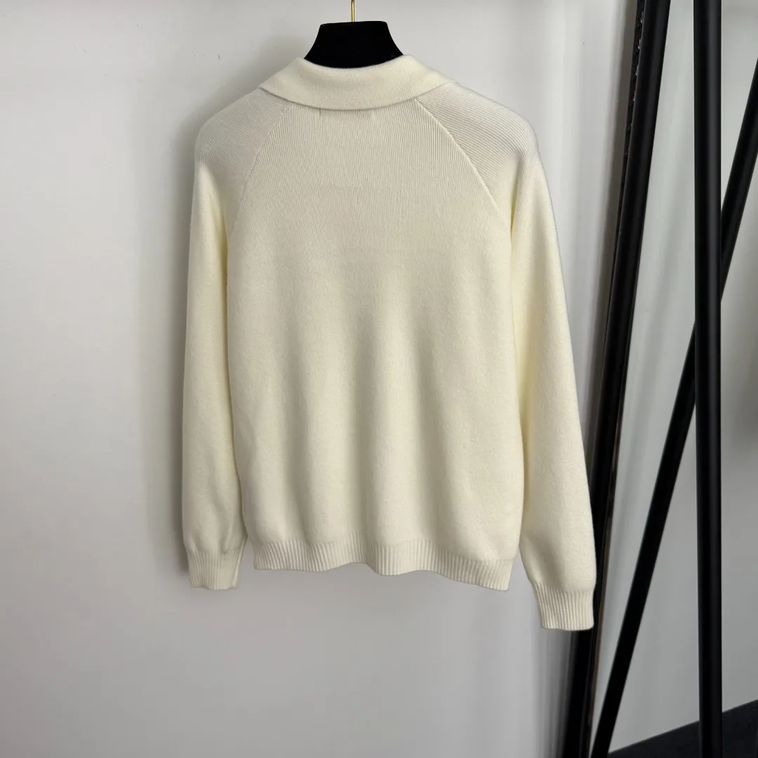 

2025 New Women's Half Zipper Lapel Long Sleeve Knit High Waist Casual Trousers Knit Suit