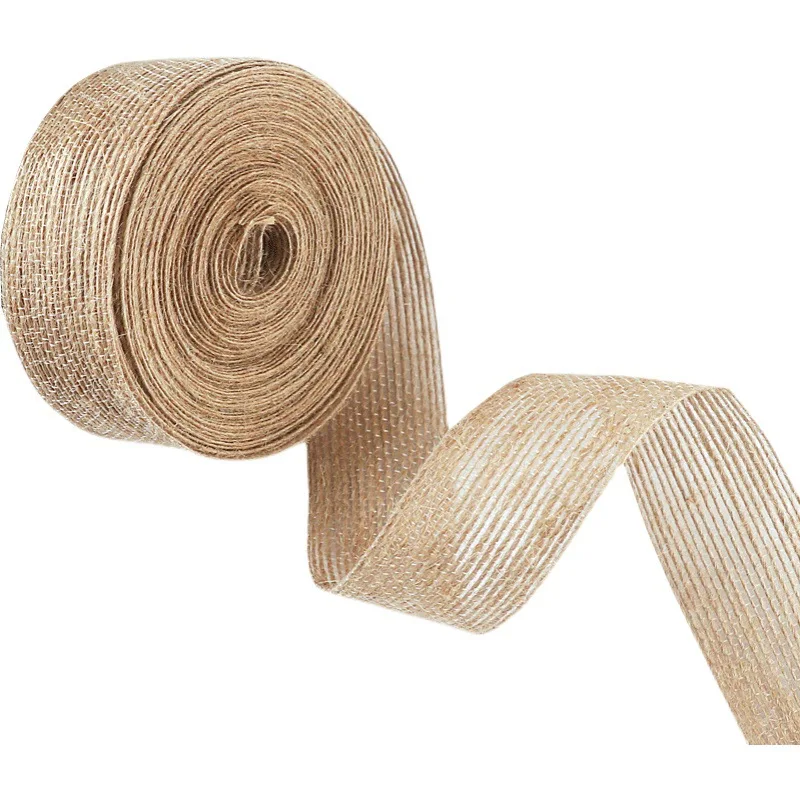 10M/Rolle 6mm-50mm Natürliches Jute-Band Vintage-Leinenband für DIY-Schleifen, Geschenkverpackungen, Hochzeits- und Weihnachtsdekoration – Detail 5