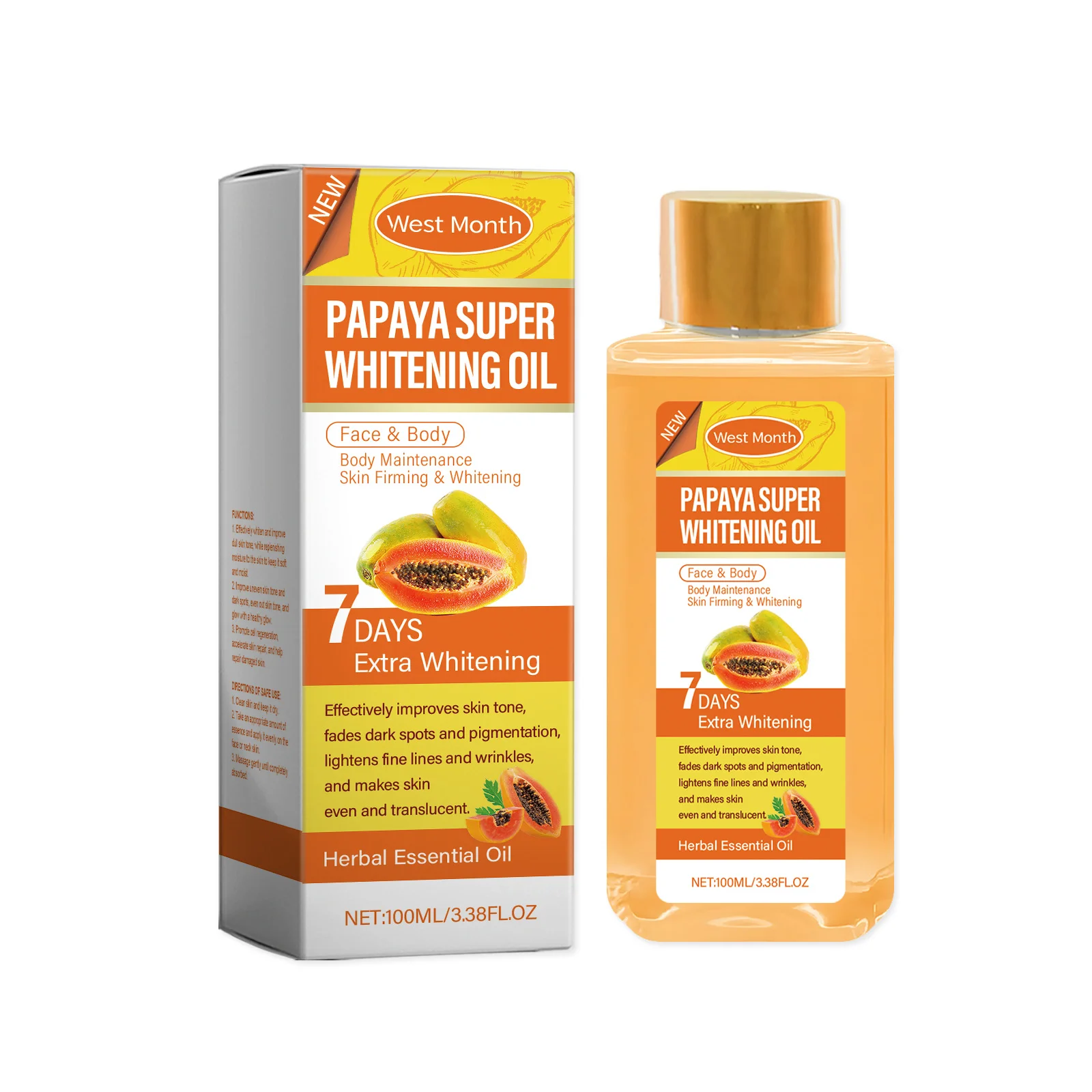 

Body Whitening Oil Deep Hydrating Skin Brightening Moisturizing Reduce Dryness Skin Relief Roughness Firming Care Body Oil 100ml