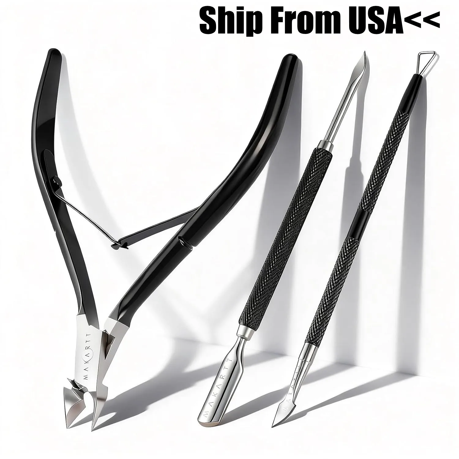 

Набор для обработки кутикулы Makartt: профессиональные кусачки для кутикулы и 2 пушера для кутикулы, маникюрные инструменты из нержавеющей стали для ухода за ногтями.