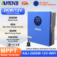 ANENJI 2KW 12V Solar Inverter Built-in MPPT 60A Off Grid Pure Sine Wave Inverter  Photovoltaic Inversor Solar Charge Controller