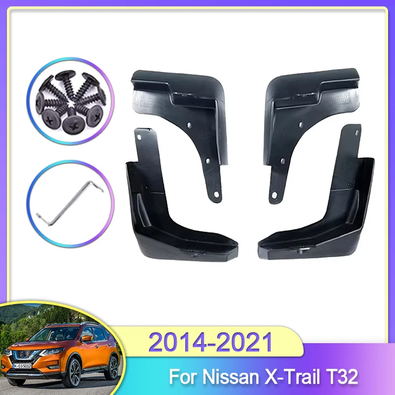 

Mud Flaps For Nissan X-Trail Rogue T32 2014~2021 2015 2016 2017 Front&Rear Mud Flaps Splash Guards Mudguards Black Accessories