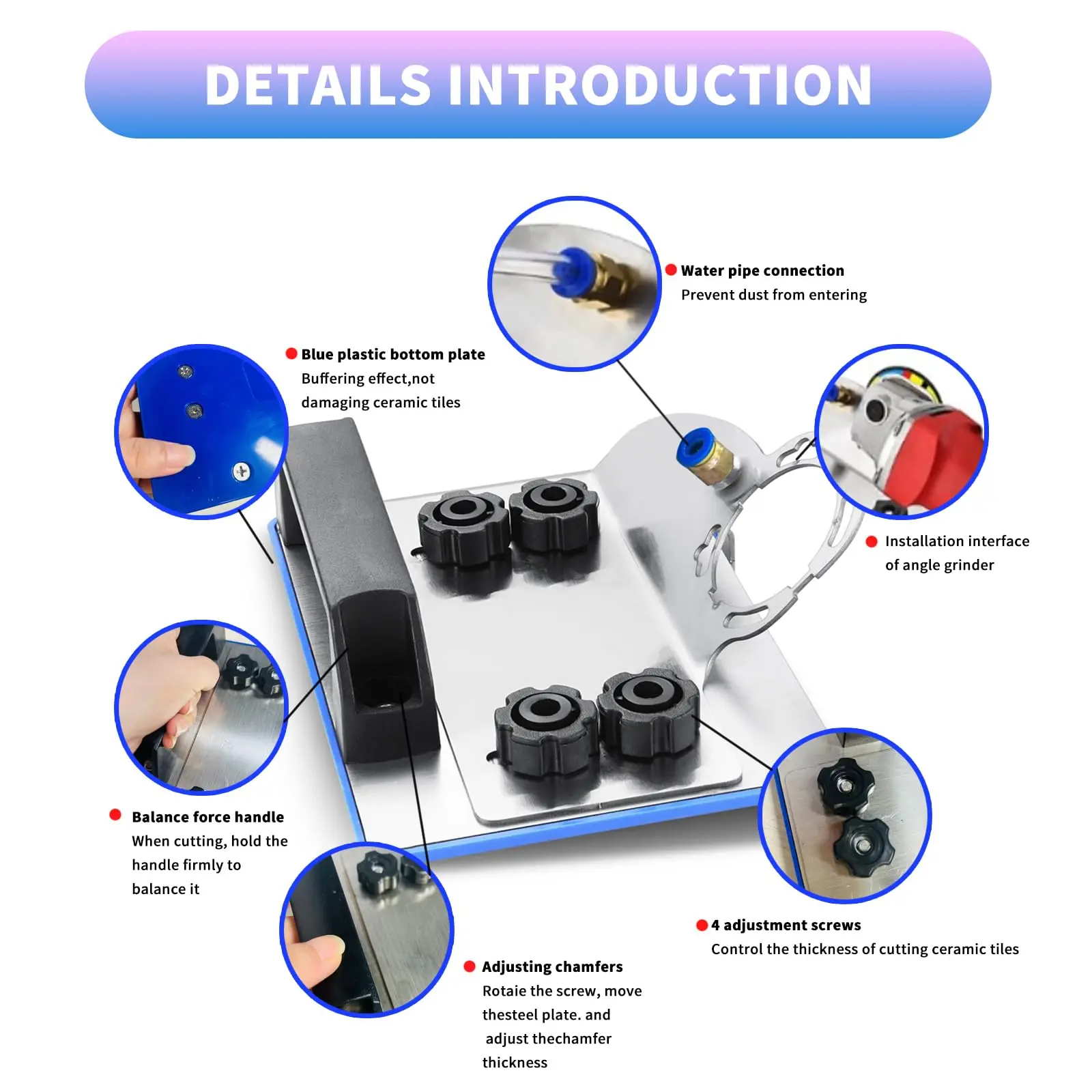 حامل طاحونة زاوية للبلاط 45 درجة قطع الشطب 45 ° أداة شطب البلاط الزاوية لقطع حجر السيراميك والبلاط #5