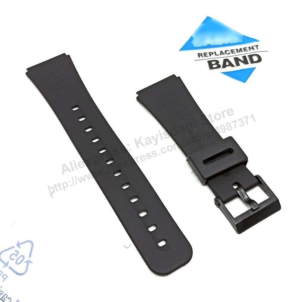 Fits/For Casio DBC-81 , DBC-81B , DBC-81G , DBC-30 , DBC-310 , DBC-310B  22mm Black Rubber Replacement Databank Watch Band Strap