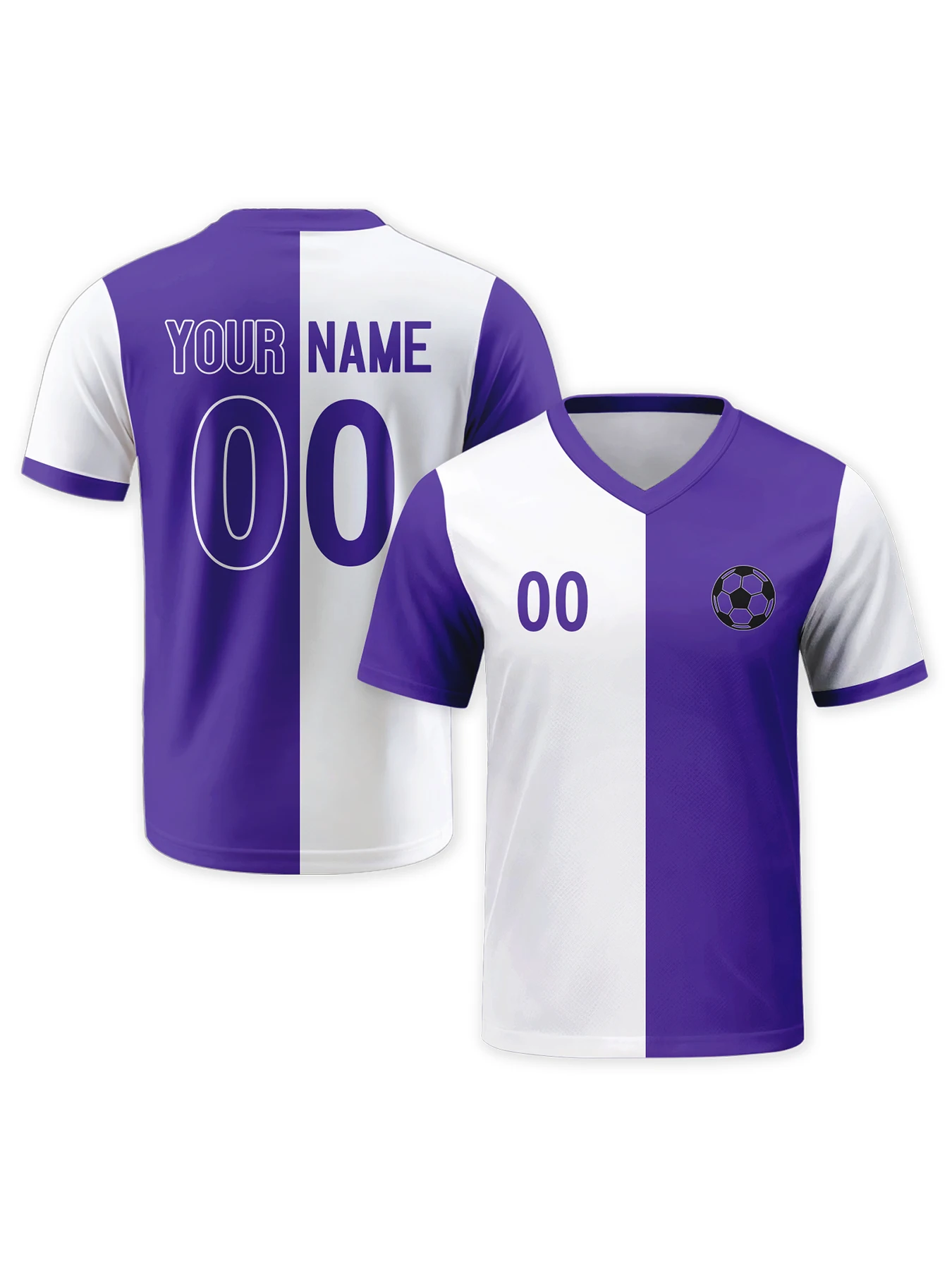 

Personalize Football Team Shirt with Logo Name Number Custom Soccer Jersey for Men Youth Women Purple White Soccer Training Top
