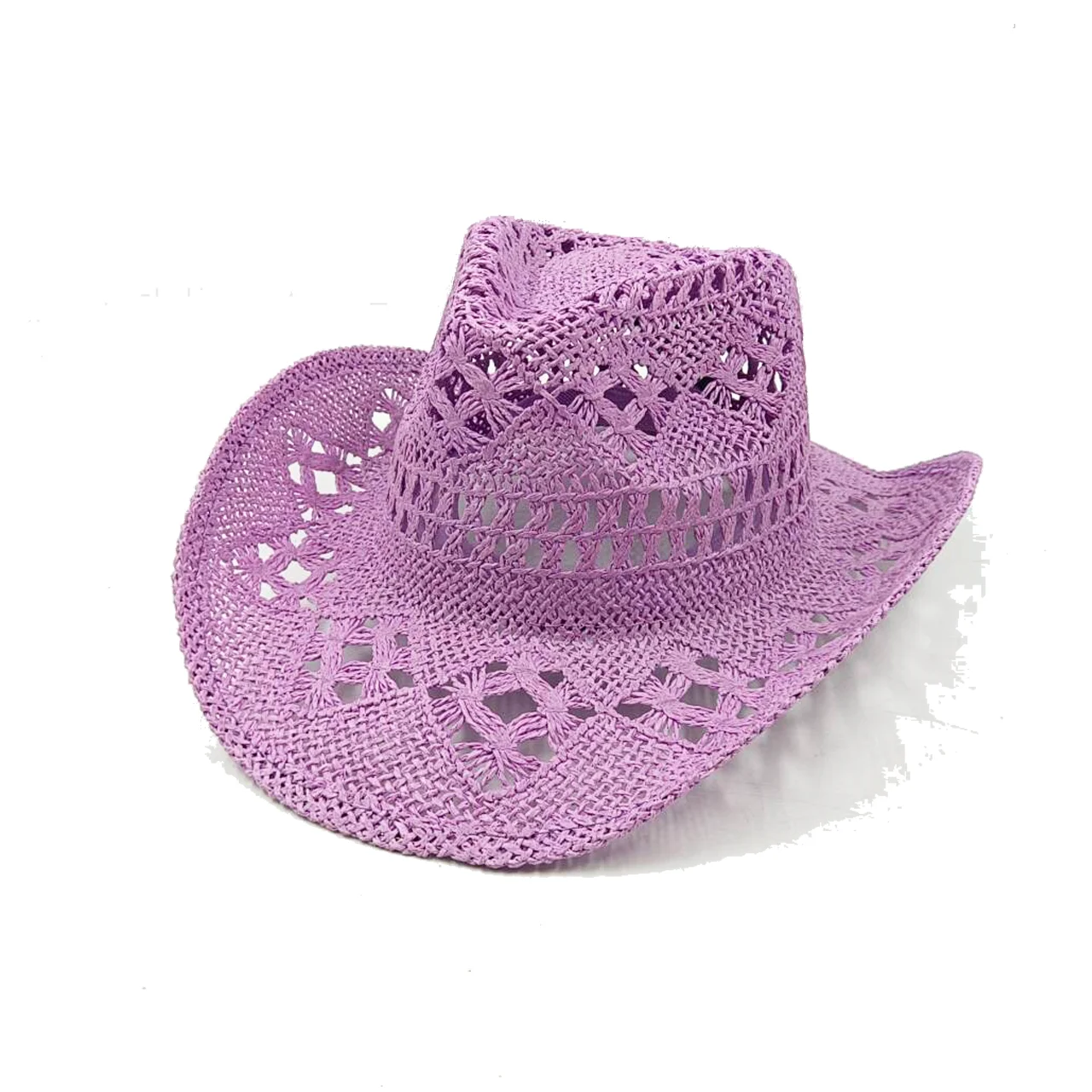 Chapéu de palha de cowboy ocidental roxo para homens e mulheres cor sólida ao ar livre verão guarda-sol jazz chapéu vaquero hombre
