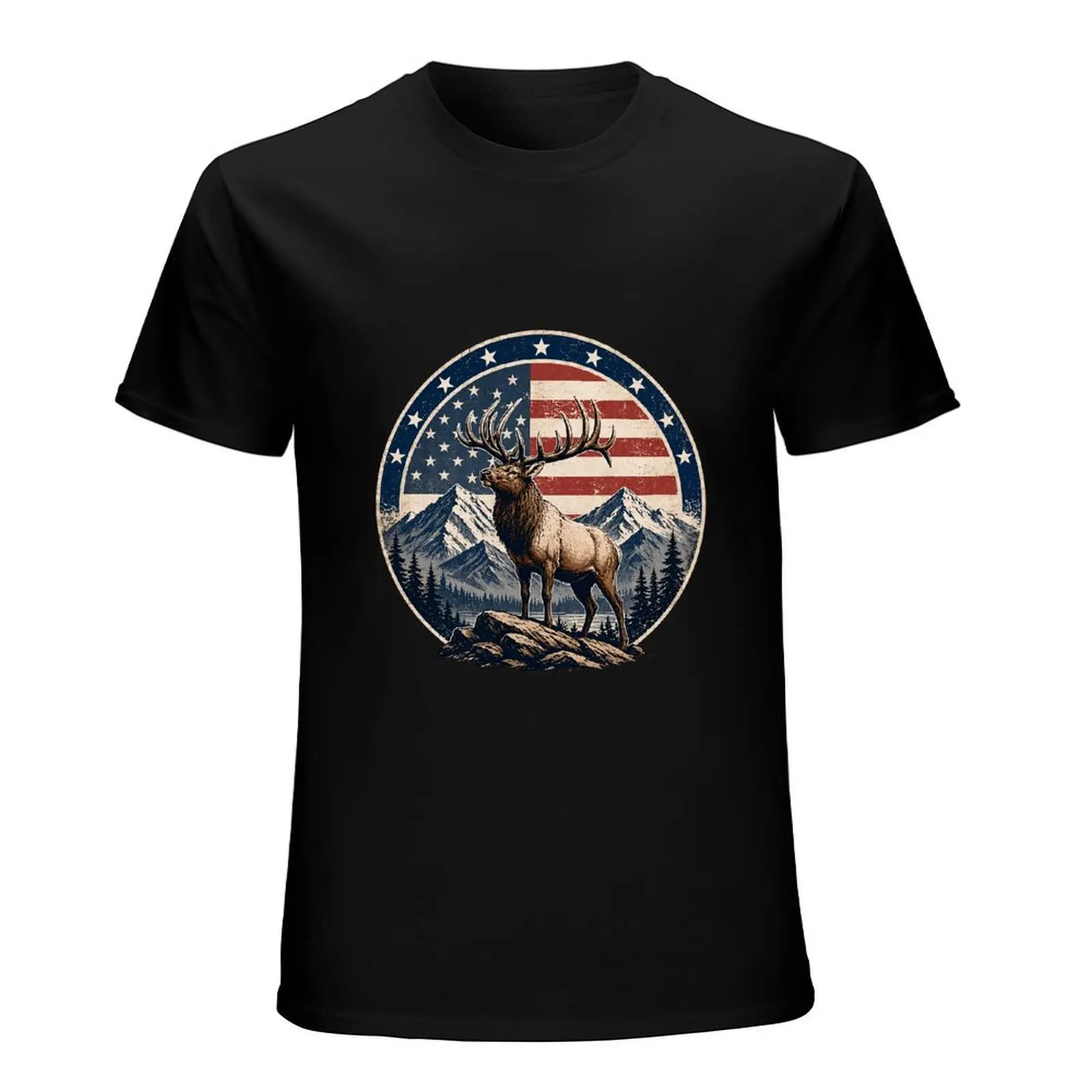 Cool Hip Hop Buck Deer Country Boy Graphic Black Tshirt Plaid Shirt Grunge Brick Wall Outdoorsman Casual Top