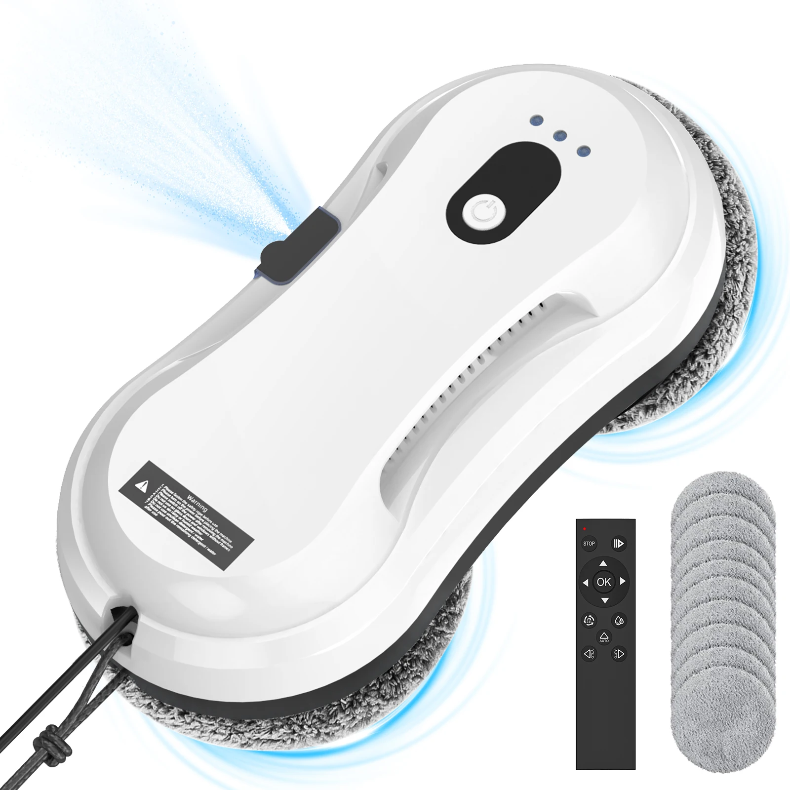 Robot de nettoyage de vitres domestique automatique 2026 avec pulvérisation d'eau, robot de nettoyage de vitres domestique automatique avec système intelligent de détection des bords, robot nettoyeur