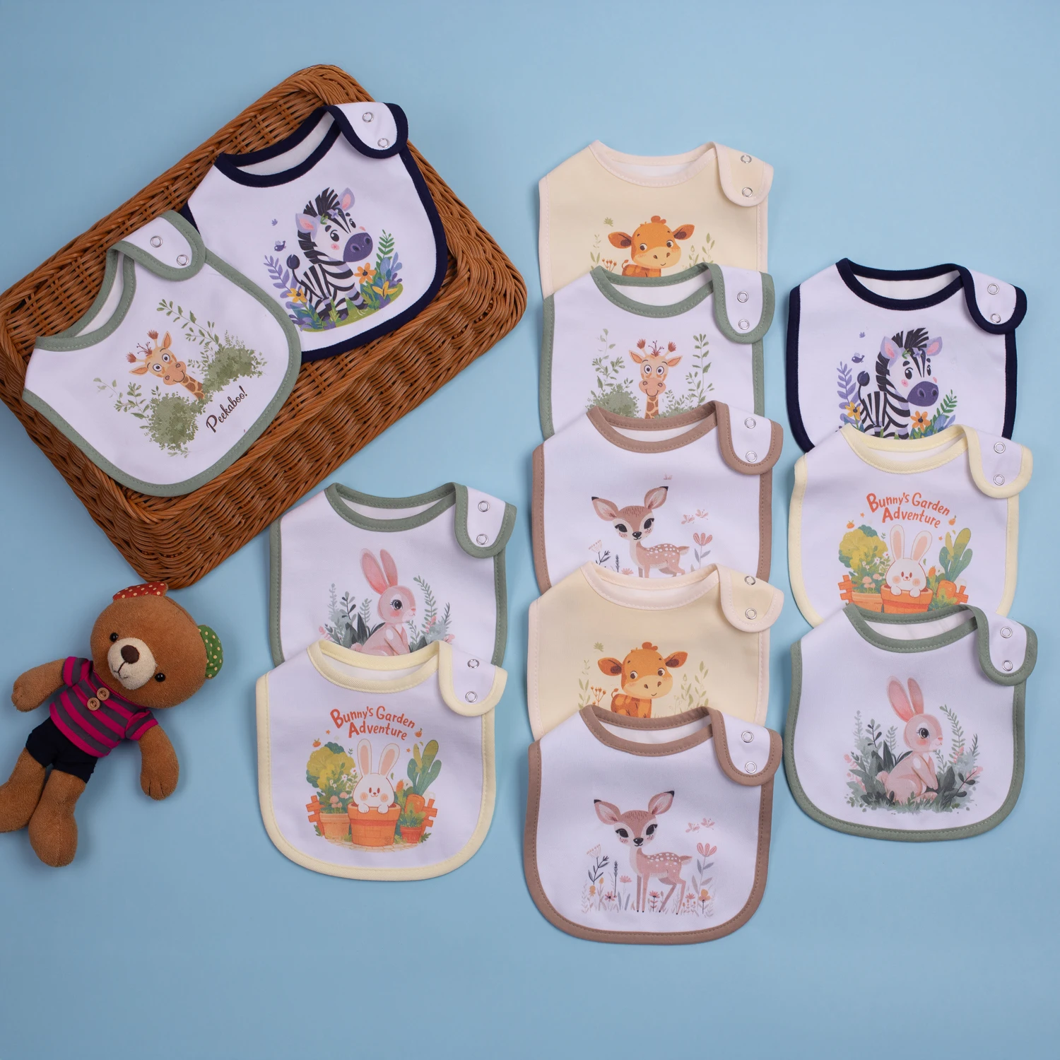 

Предотвращает плевление молока. Симпатичные нагрудники с принтом для младенцев — водонепроницаемый слой внутри, регулируемая защелка (2 шт.) для новорожденных.