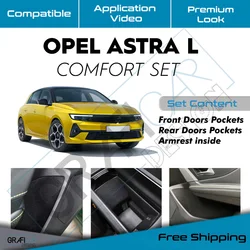 Comfort Set for Opel Astra L Storage Compartments Anti-Vibration Sound Insulation Coating, Insulation Felt, Self-Adhesive