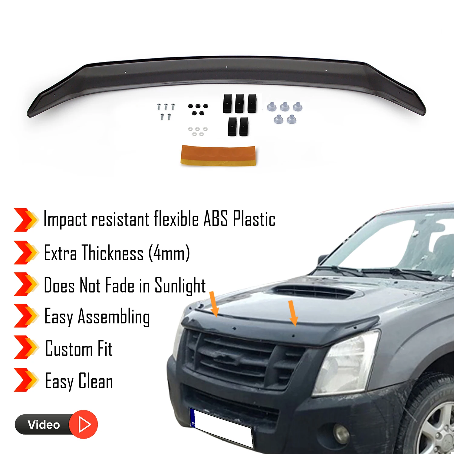 

Hood Deflector Guard for Isuzu D Max (2006-2012) Bug Shield Bonnet Protector / 4 mm thickness and ultra-durable material