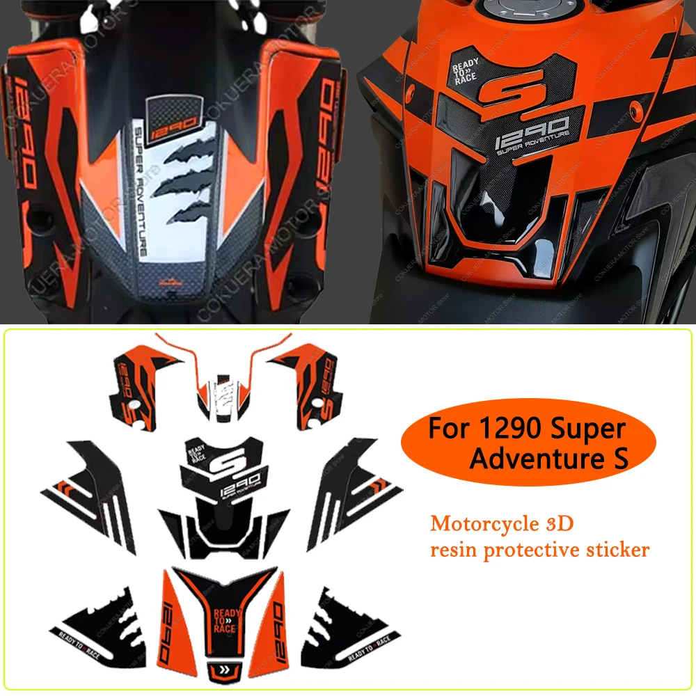 

Motorcycle 3D resin decorative stickers For 1290 Super Adventure S fuel tank pad kit protective stickers waterproof and anti-scr