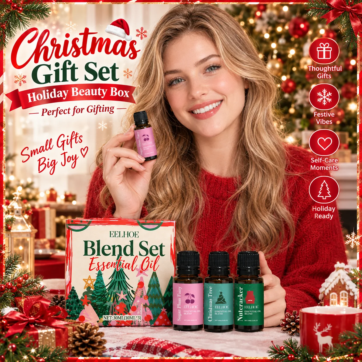 Christmas Blend Essential Oil Set Relaxing Soothing Aroma Diffuser Home indoor Fragrance Christmas Present  Aromatherapy Oil Kit